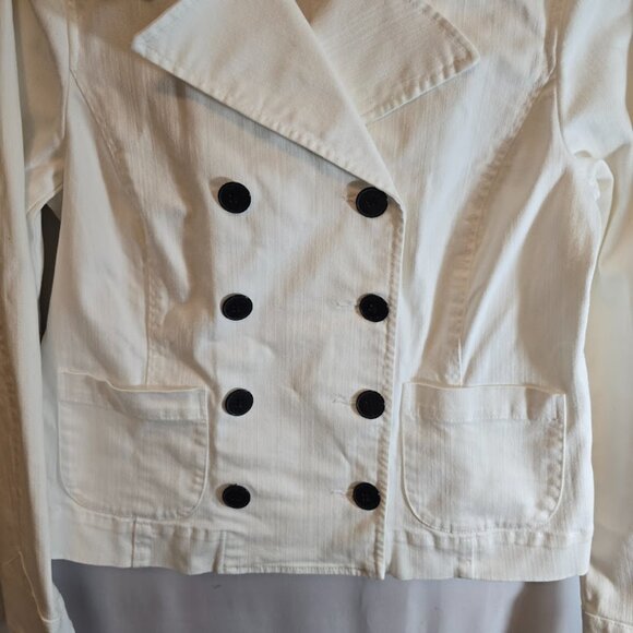 LAUREN JEANS CO RALPH LAUREN SIZE LARGE WOMENS JACKET MILITARY STYLE WHITE DENIM - Picture 4 of 10
